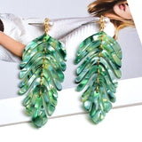 Sage Leaf-Shaped Drop Earrings