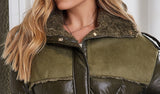 Cailyn Suede Contrast Down Jacket