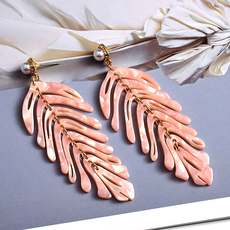 Sage Leaf-Shaped Drop Earrings