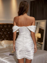 Casey Off Shoulder Shirred Mini Dress