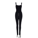 Riley Lace Up Bodycon Bandage Jumpsuit