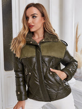 Cailyn Suede Contrast Down Jacket