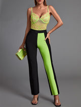 Yaritza 2-Pc Set Bodysuit and Dual-Tone Pants