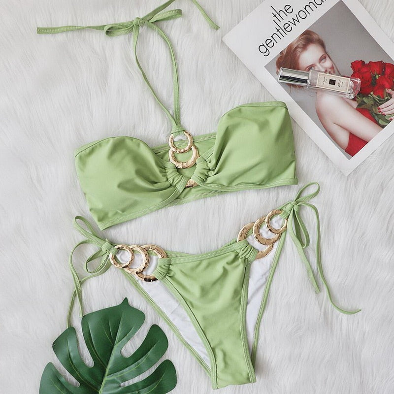 Areli Layered Ring Halter Bikini Set