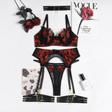 Georgia 6-Pc Embroidered Floral Lace Lingerie Set