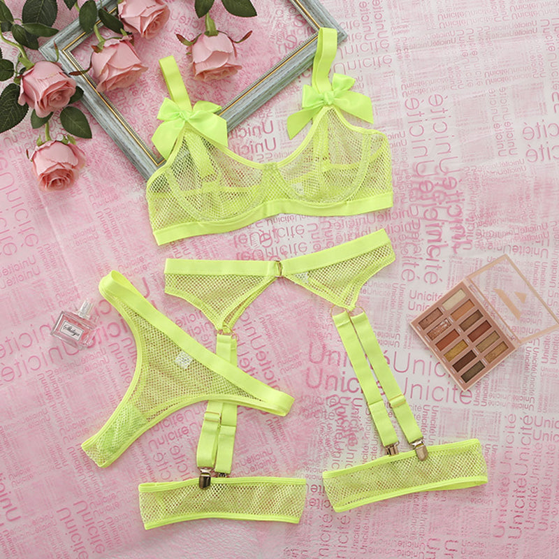 Nia 5-Pc Set Mesh Net Lingerie