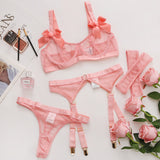 Nia 5-Pc Set Mesh Net Lingerie
