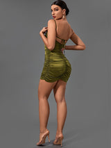 Fatima Shirred Satin Mini Dress