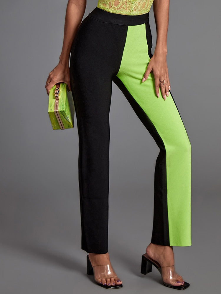 Yaritza 2-Pc Set Bodysuit and Dual-Tone Pants