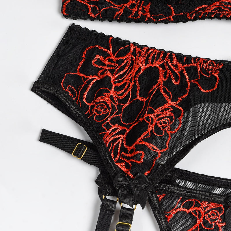 Georgia 6-Pc Embroidered Floral Lace Lingerie Set