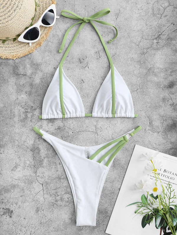Chaya Contrast Binding Asymmetrical Strappy 2-Pc Bikini