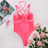 Alannah Harness Halter Mesh Teddy Bodysuit