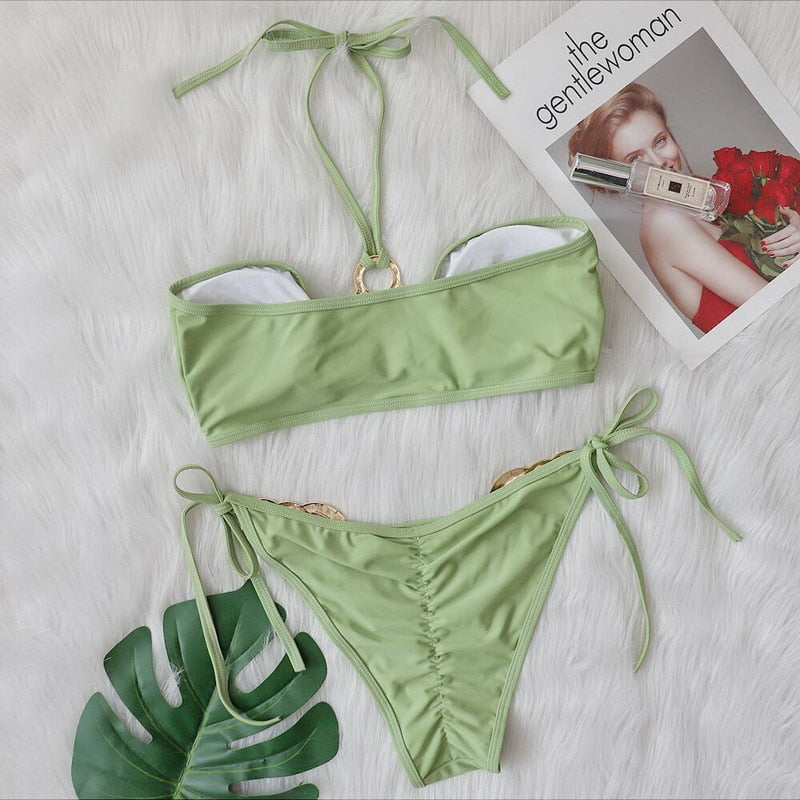Areli Layered Ring Halter Bikini Set