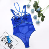 Alannah Harness Halter Mesh Teddy Bodysuit