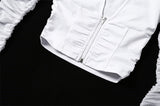Riya Zip Up Cold Shoulder Crop Top