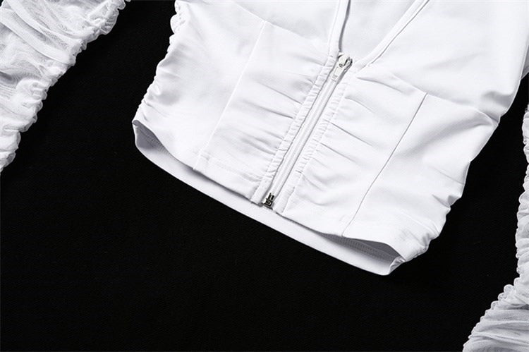 Riya Zip Up Cold Shoulder Crop Top