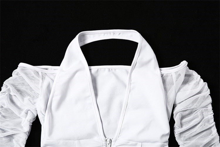Riya Zip Up Cold Shoulder Crop Top