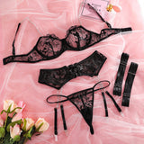 Olivia 5-Pc Set Embroidered Lace Lingerie