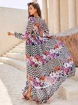 Ruth Long-sleeve Floral Chiffon Maxi Dress